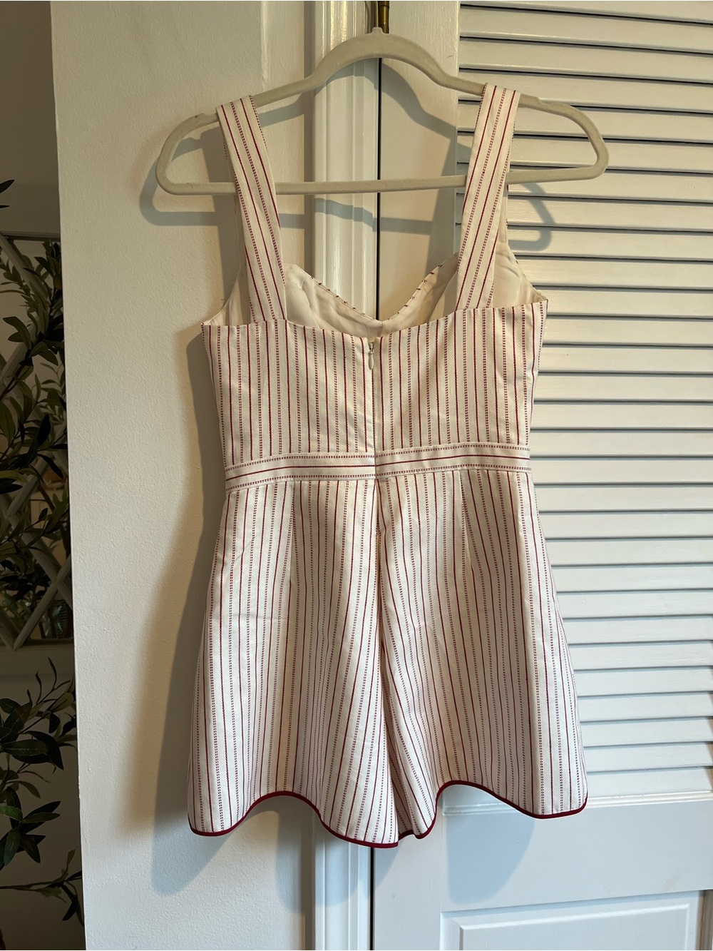 Alexis Jemma White Romper with Red Pinstripes- Size XS - Picture 3 of 7